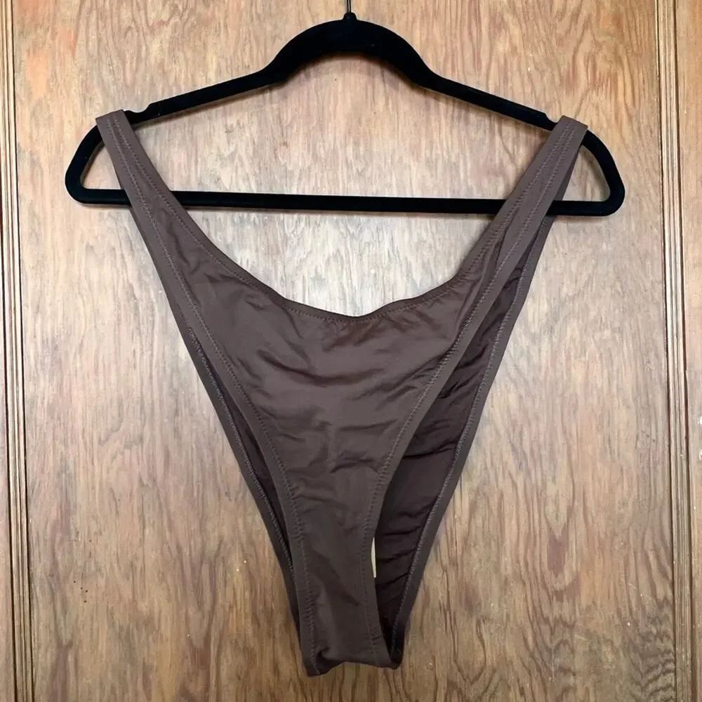 NWT Skims Recycled Swim Micro Tanga‎ Cheeky Bikini Bottoms Cocoa 4X Brown